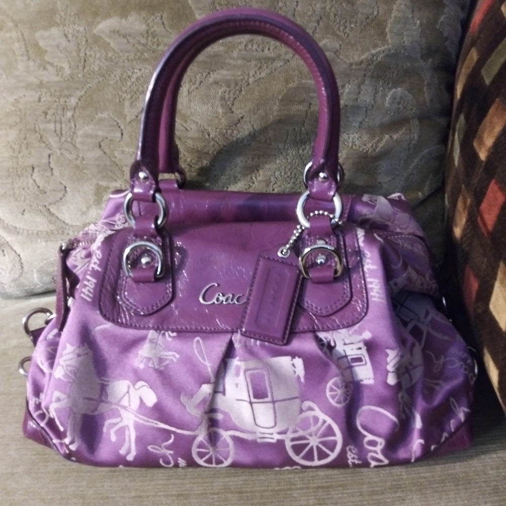 Coach horse and carriage purse purple
